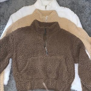 Cropped half zip hoodies